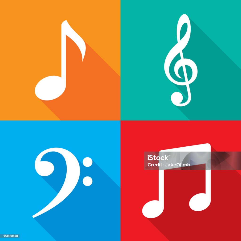Music Note Icon Set Vector illustration of a set of multi-colored music note icons in flat style. Musical Note stock vector