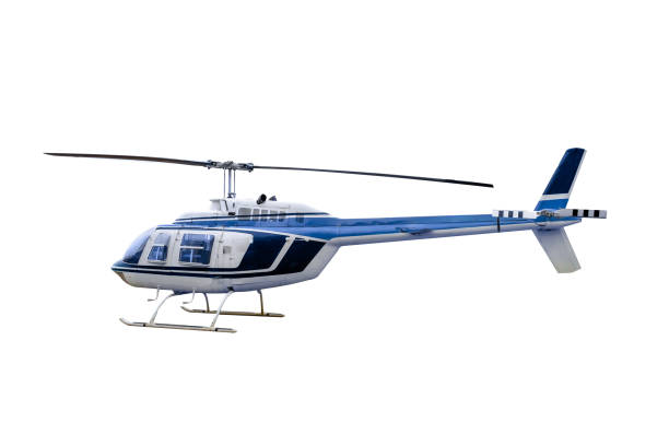 istock Blue old model Helicopter parked, Isolated on background 951001734
