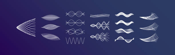 illustrations, cliparts, dessins animés et icônes de la valeur des ondes sonores. effet dynamique. illustration vectorielle. - sine wave abstract panoramic pattern