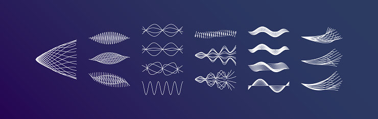 Sound waves set. Dynamic effect. Vector illustration.