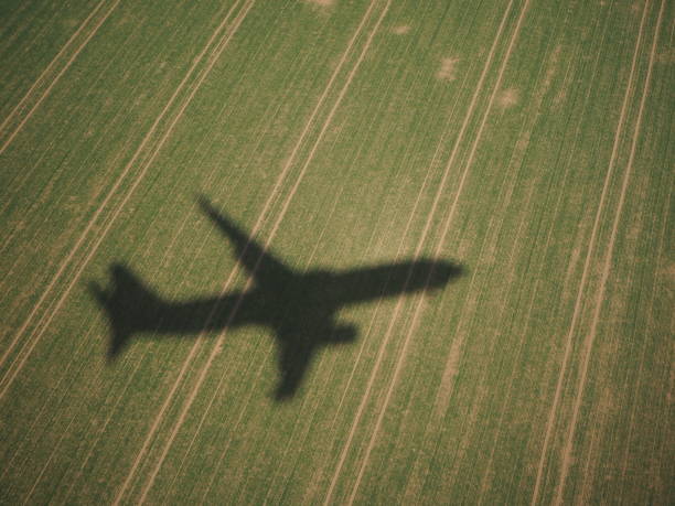 istock Shadow of the plane in the fields during the landing 951007338