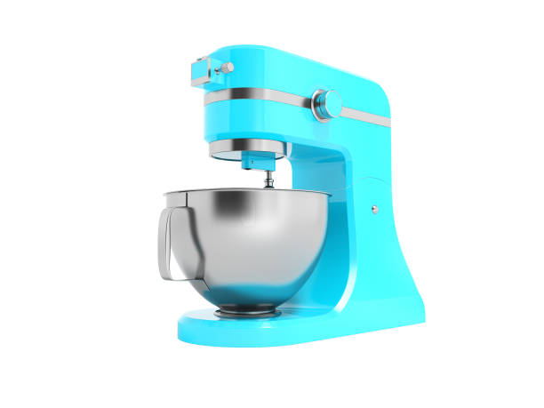 istock Modern electric food processor electric blue with metal bowl 3D rendering on white background no shadow 951010598