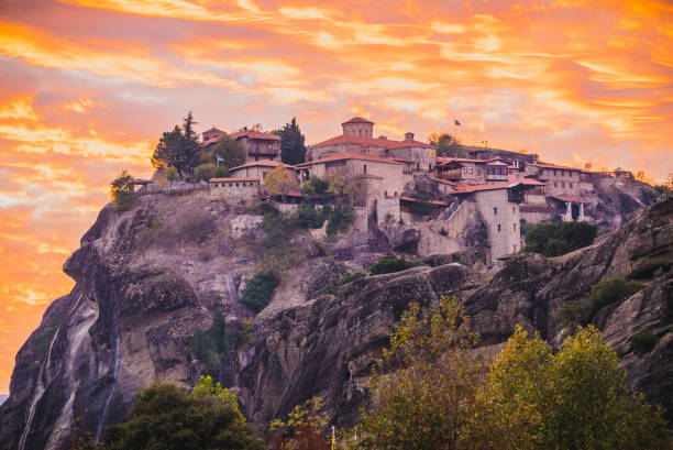 istock Sunset over Varlaam monastery in Meteora, Greece 951011206