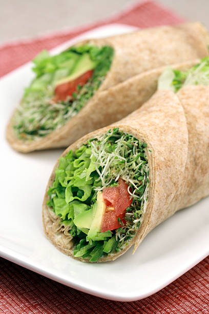 Vegan sandwich wraps stock photo