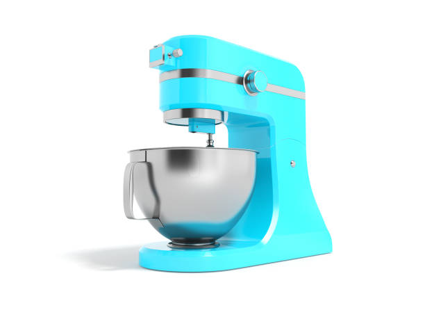 istock Modern electric food processor electric blue with metal bowl 3D rendering on white background with shadow 951014638