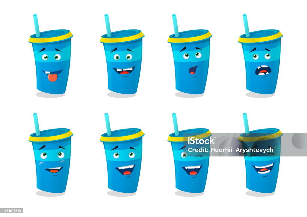 Ilustración de Conjunto De Vasos De Papel Azul De Dibujos Animados Con  Diferentes Emociones y más Vectores Libres de Derechos de Acontecimiento -  iStock