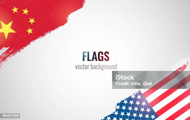 Flags Of Usa And China Stock Illustration - Download Image Now - China - East Asia, USA, American Culture