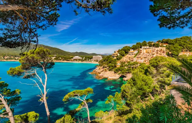 Beautiful view of Canyamel bay, seaside on Mallorca, Spain Mediterranean Sea