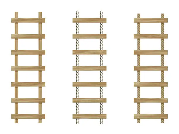 Vector illustration of Vector wooden ladders isolated