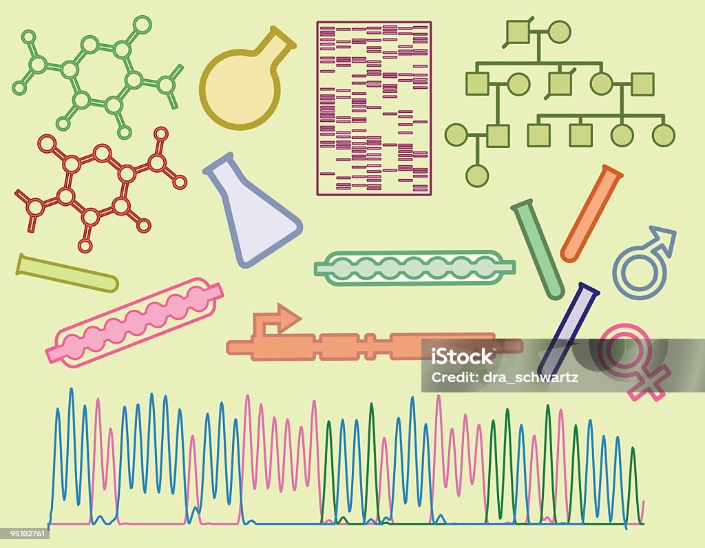 Kit de ferramentas científicas - Vetor de Gel Sequencial de DNA royalty-free