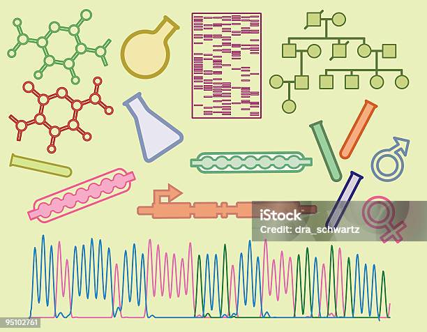 Vetores de Kit De Ferramentas Científicas e mais imagens de Gel Sequencial de DNA - Gel Sequencial de DNA, Biotecnologia, Ciência