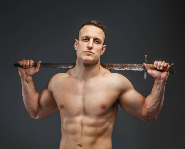 istock Male with naked torso in studio. 951028058