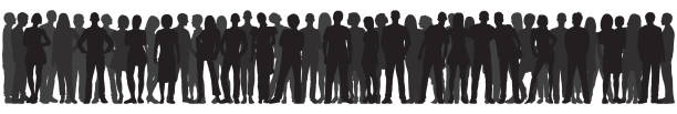 illustrazioni stock, clip art, cartoni animati e icone di tendenza di folla (tutte le persone sono complete e spostabili) - audience silhouette crowd people