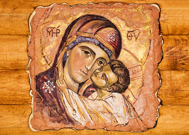 Icon an icon painted on a wooden table sistine madonna stock pictures, royalty-free photos & images