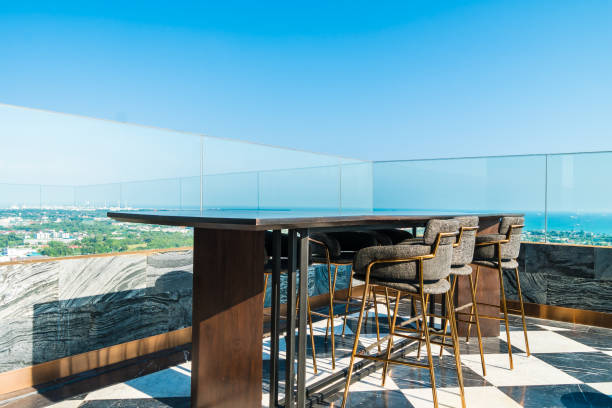 istock Outdoor patio decoration with char and table 951031960