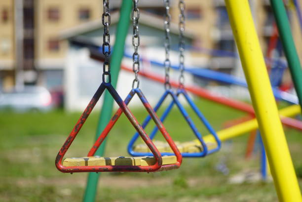 istock Colorful swings for children outside. 951034396