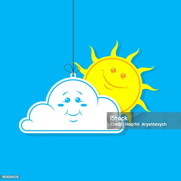 Ilustración de Ilustración De Dibujos Animados De Una Nube Blanca Plana Y El Sol Sobre Un Fondo Azul y más Vectores Libres de Derechos de Detrás - iStock Ilustración de Ilustración De Dibujos Animados De Una Nube Blanca Plana Y El Sol Sobre Un Fondo Azul y más Vectores Libres de Derechos de Detrás - iStock