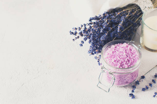 istock Lavander salt with natural spa products and decor for bath 951037400
