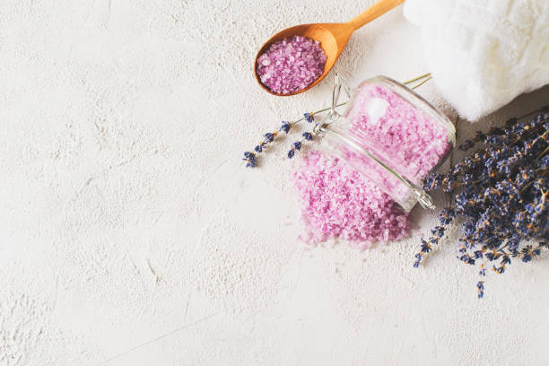 istock Lavander salt with natural spa products and decor for bath 951037904