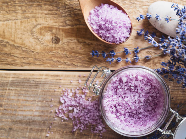 istock Lavander salt with natural spa products and decor for bath 951038040