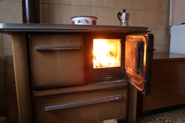 istock fire of and old stove in the kitchen 951045634