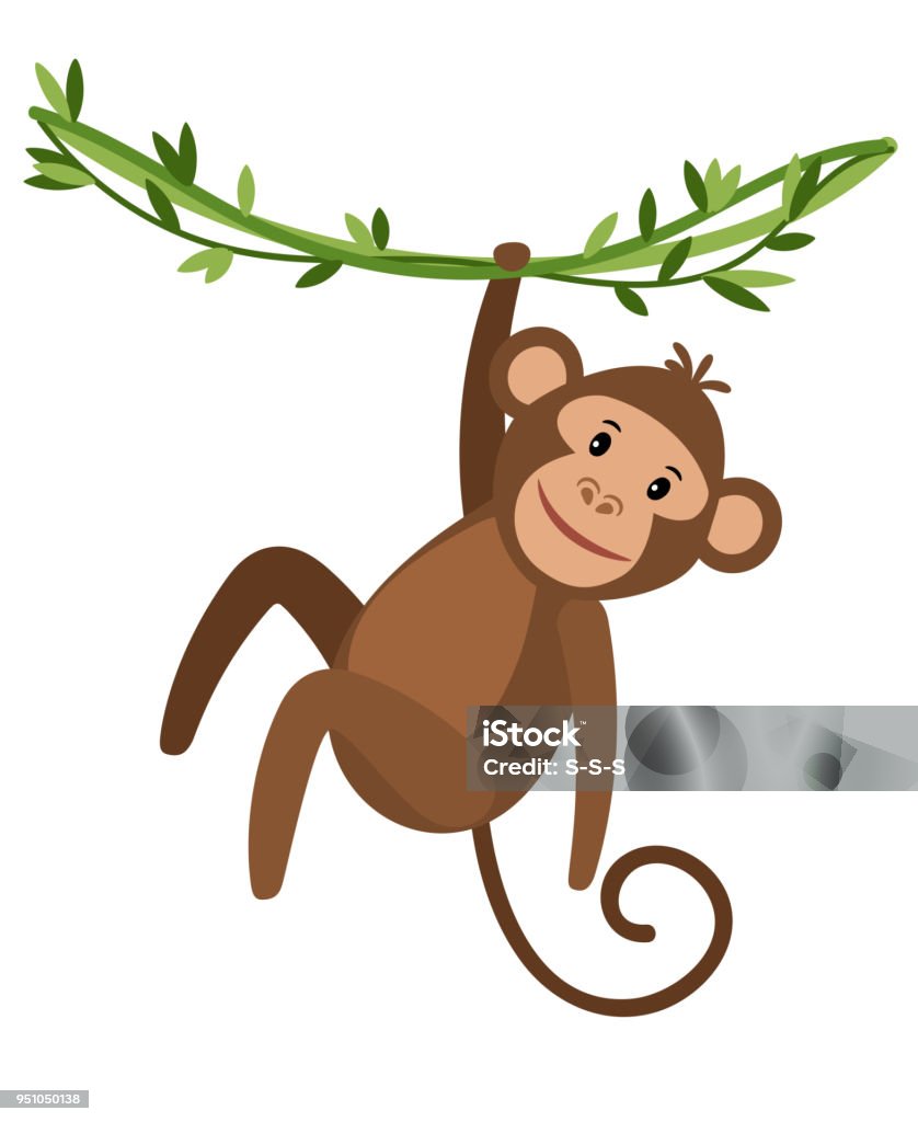 Funny Cartoon Monkey Icon Stock Illustration - Download Image Now -  Hanging, Monkey, Animal - iStock