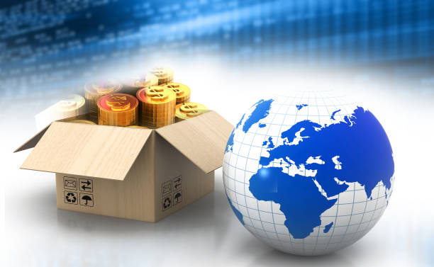istock Globe with  a box of dollar coins 951050446