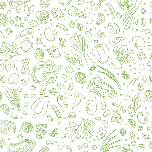 Vector illustration of Veggie seamless pattern with vegetables.