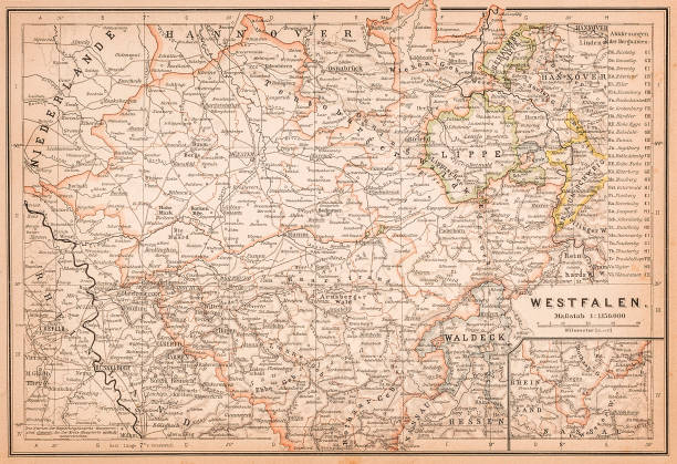 istock Map of Westphalia ,a former province of northwestern Germany. 951051244