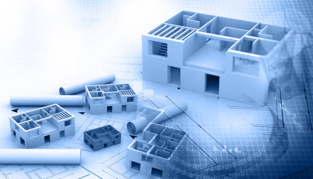 Blue print of a architectural project Blue print of a architectural project autocad house plans stock pictures, royalty-free photos & images