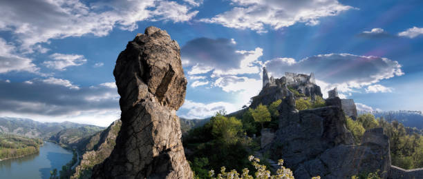 Durnstein castle during spring time in Wachau, Austria Durnstein castle during spring time in Wachau, Austria durnstein stock pictures, royalty-free photos & images