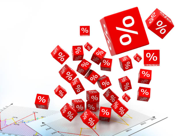 istock Red cube percent with business charts 951055872