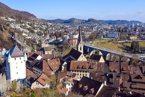 Baden City in canton Aargau with its medieval center.