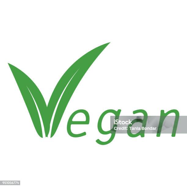 Vegan Inscription With Leaf Stock Illustration - Download Image Now - Logo, Vegan Food, Accuracy