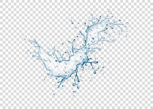 синий всплеск воды изолированы на прозрачном фоне. - isolated bubble underwater wave stock illustrations