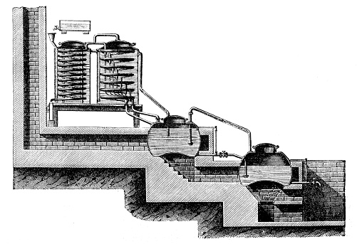 Illustration of a Brandy distillery