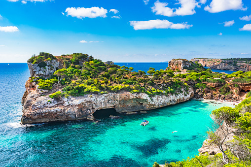 Island scenery, beautiful bay beach Mallorca, Spain Mediterranean Sea