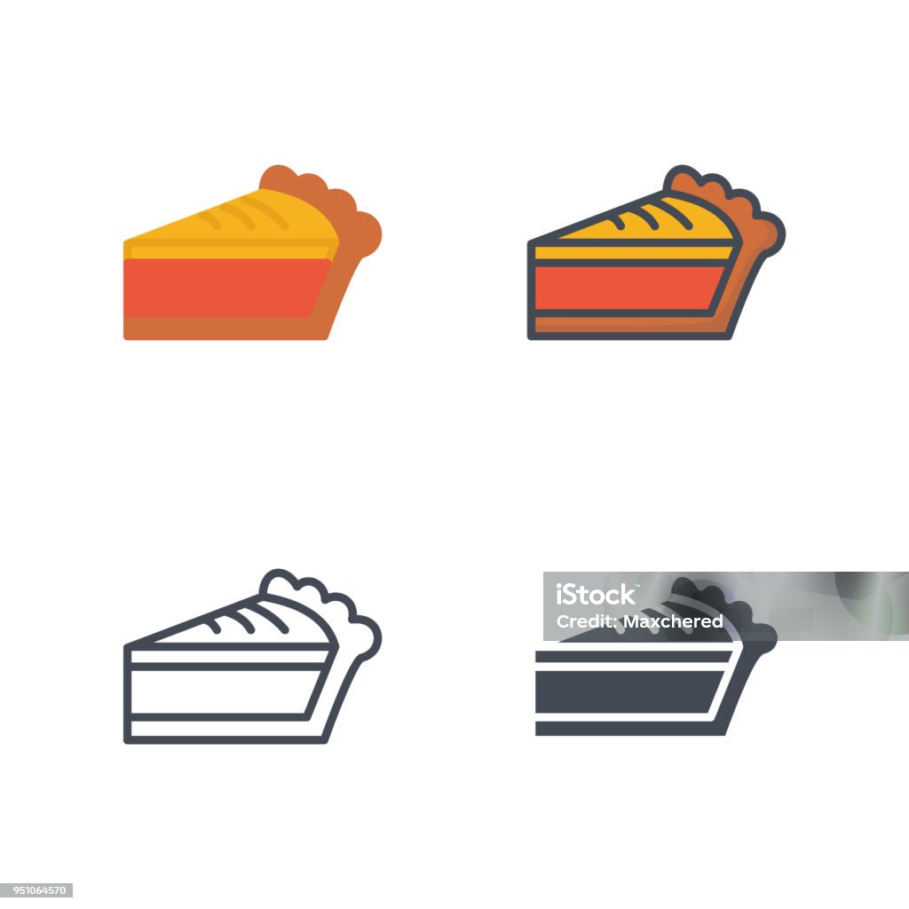 Pie slice thanksgiving holidays icon vector flat icon silhouette line colored This is Colored, Silhouette and outlined hight quality icons Sweet Pie stock vector