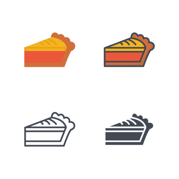 Pie slice thanksgiving holidays icon vector flat icon silhouette line colored This is Colored, Silhouette and outlined hight quality icons thanksgiving full stock illustrations