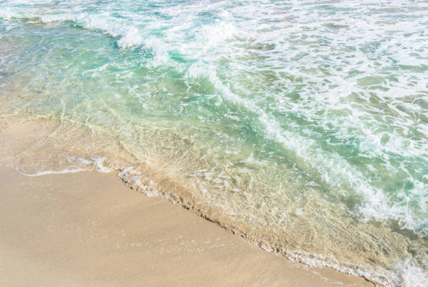 istock Turquoise sea water wave on sandy beach 951068734
