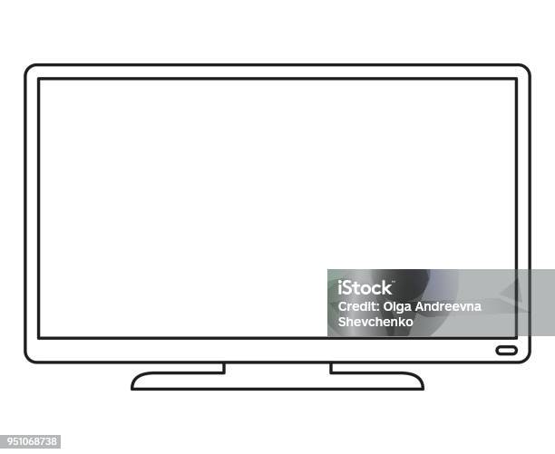 Line Art Black And White Modern Tv Stock Illustration - Download Image Now - Line Art, Television Set, Television Industry