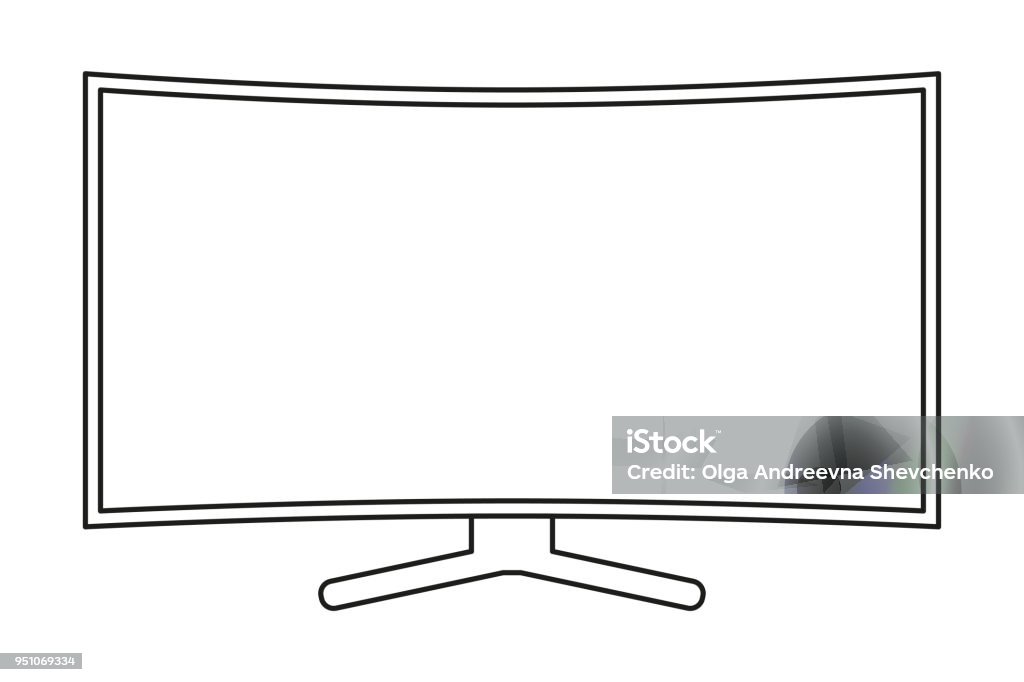 Line art black and white hd tv Line art black and white hd tv. Media theme vector illustration for icon, sticker sign, patch, certificate badge, gift card, stamp logo, label, poster, web banner, flayer invitation Computer Monitor stock vector