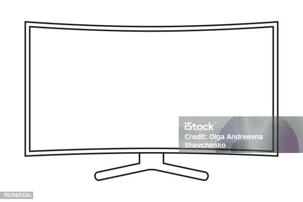 Line Art Black And White Hd Tv Stock Illustration - Download Image Now - Computer Monitor, Device Screen, Line Art