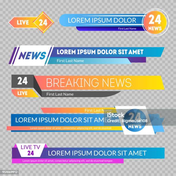 Tv News Banners On A Transparent Background Vector Stock Illustration - Download Image Now