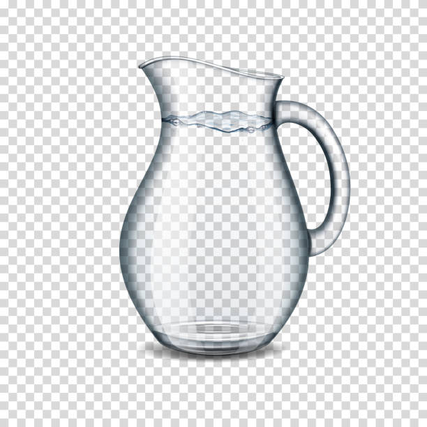Realistic transparent jug with water, isolated. Realistic transparent jug with water, isolated. pitcher jug stock illustrations