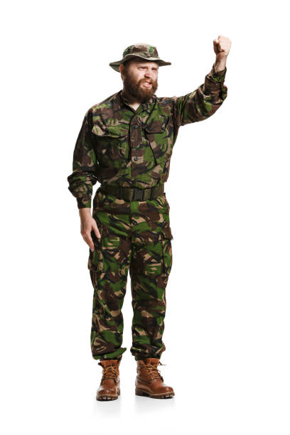 istock Young army soldier wearing camouflage uniform isolated on white 951087148