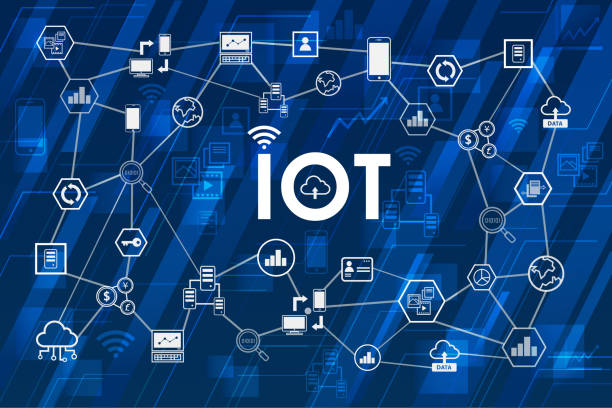 (iot)、デバイスとネットワーク上の接続の概念のインターネット クラウド センターで。地球上のデジタル回路基板です。 - computer icon planet abstract social media点のイラスト素材／クリップアート素材／マン�ガ素材／アイコン素材