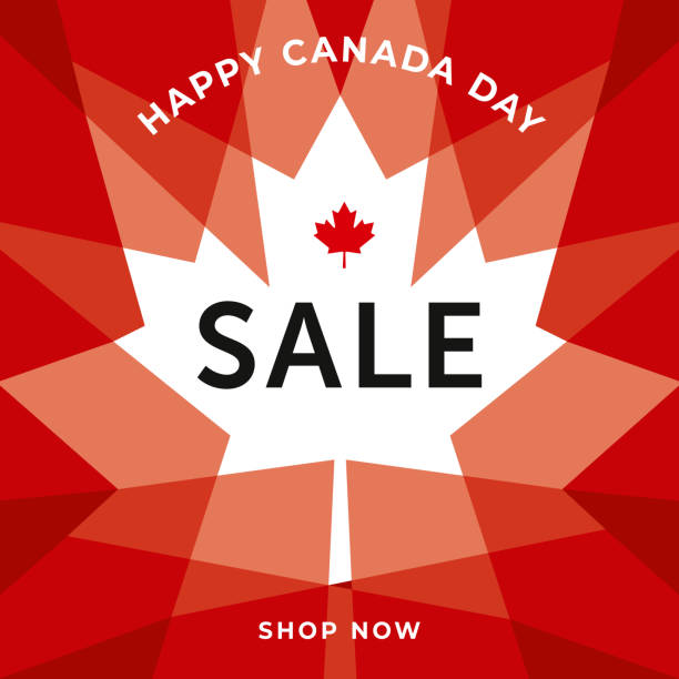 ilustraciones, imágenes clip art, dibujos animados e iconos de stock de plantilla de canadá día venta oferta especial para negocio, promoción y publicidad - canada canadian flag business canadian culture