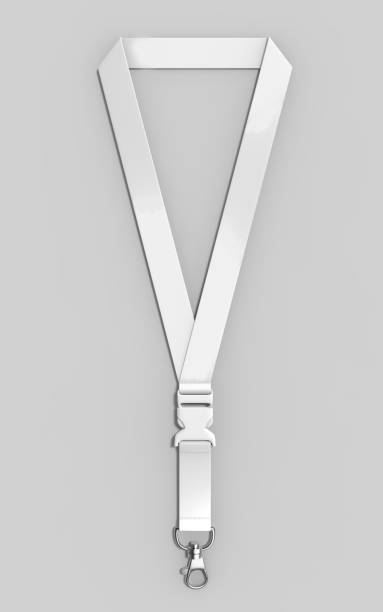 Blank Lanyard with metal snap hook and detachable plastic buckle for print design presentation. 3d render illustration.