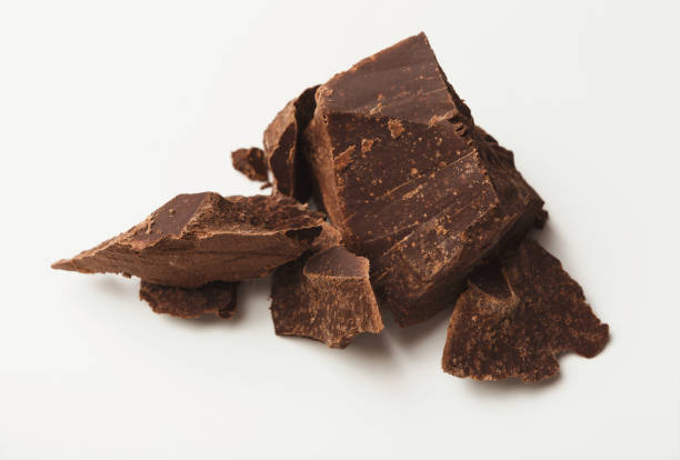 istock Heap of chocolate pieces isolated on white 951094264